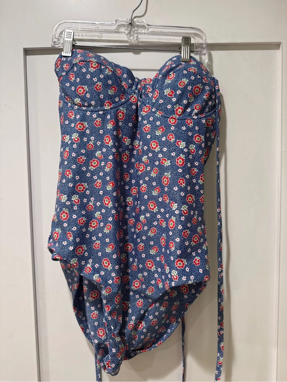 Minnow Blue Floral One-Piece Swimsuit with Red & White Accents - Picture 3 of 6